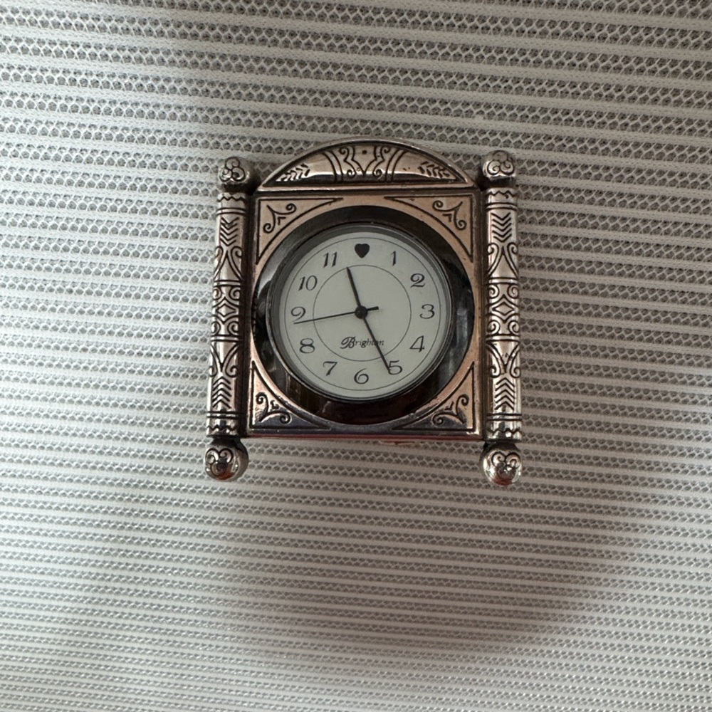 Brighton Silver-Tone Ornate Mini Clock
